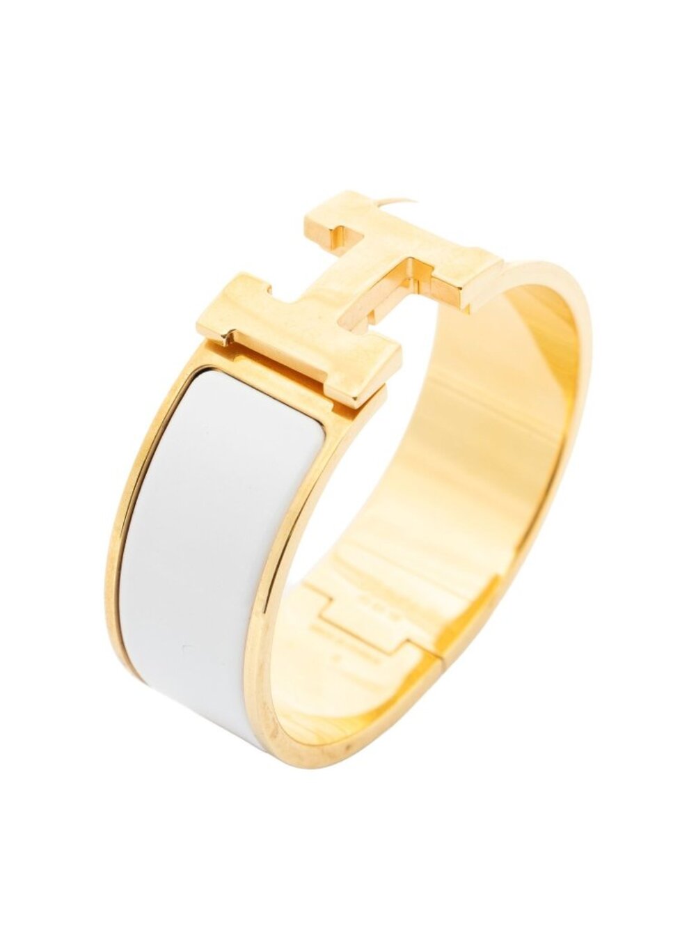 Hermes Clic Clac H Bracelet White Gold Plated